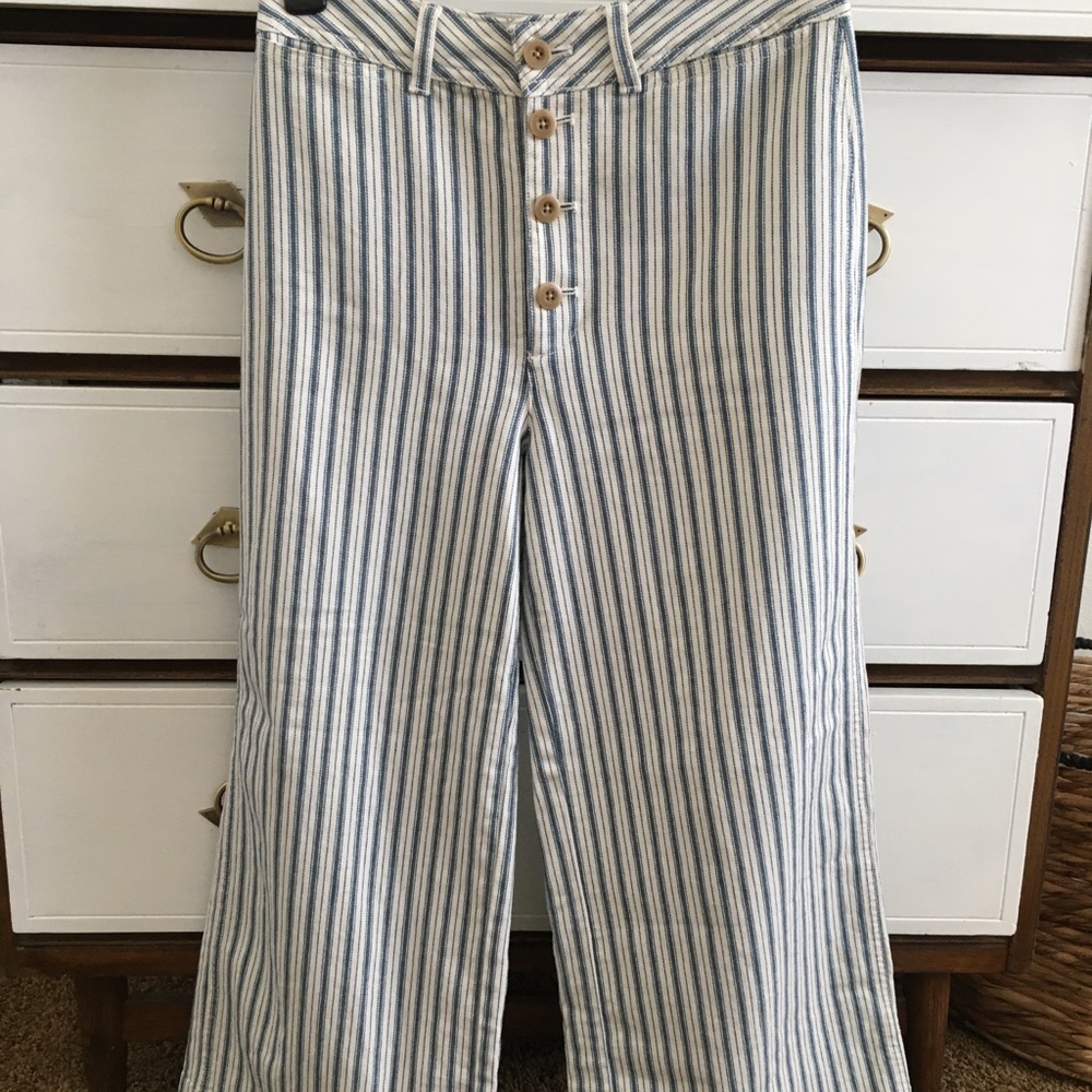 Madewell wide leg blue and white striped pants